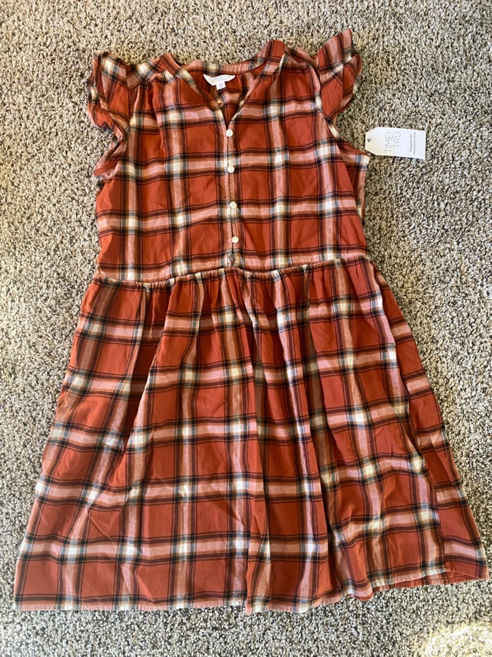 NWT Rust Plaid Button-Front Dress - Picture 2 of 6